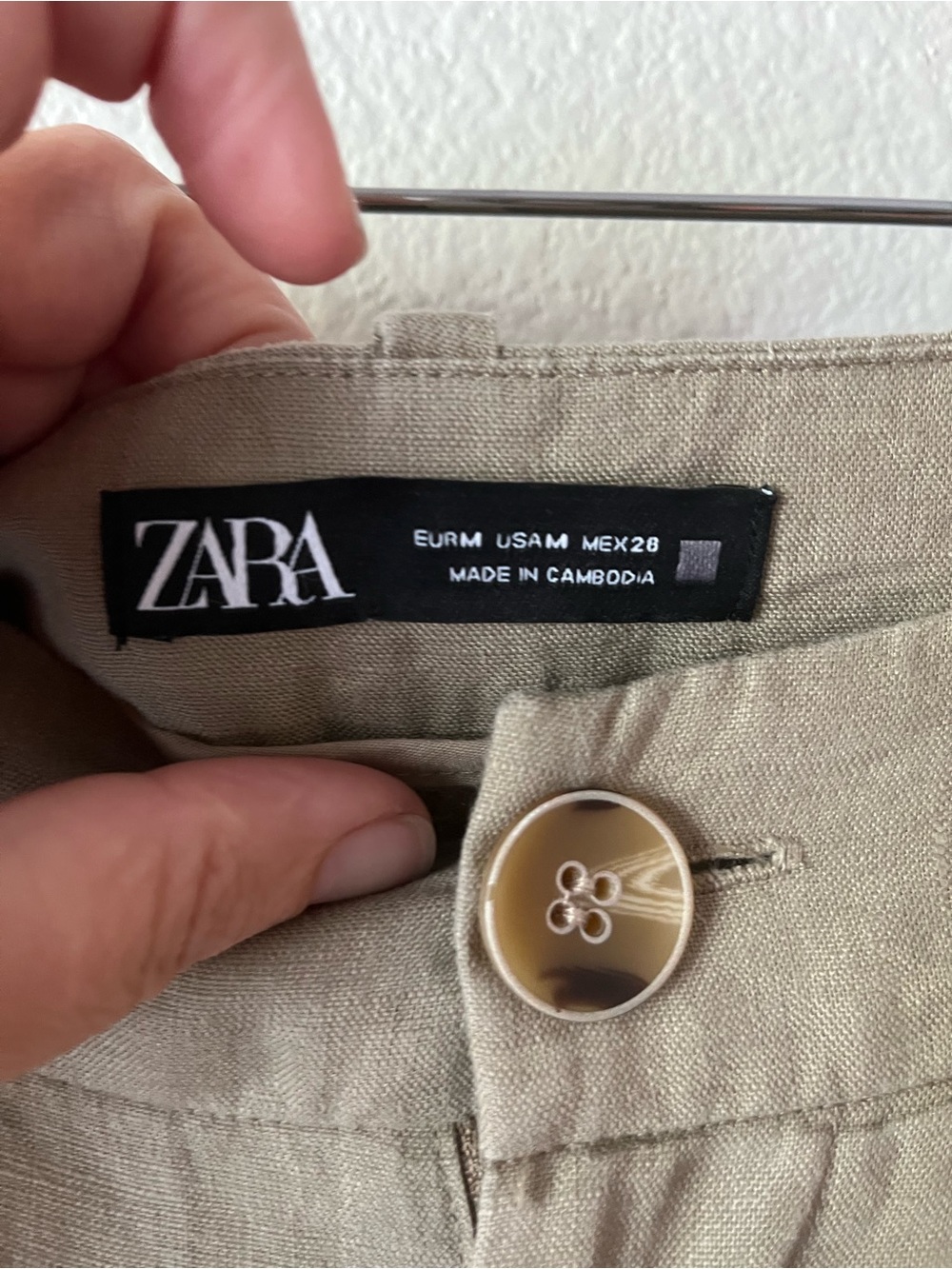 Zara Relaxed Linen Wide Leg Crop Trouser Pleat Front Pant Khaki Tan Size M - Picture 4 of 10
